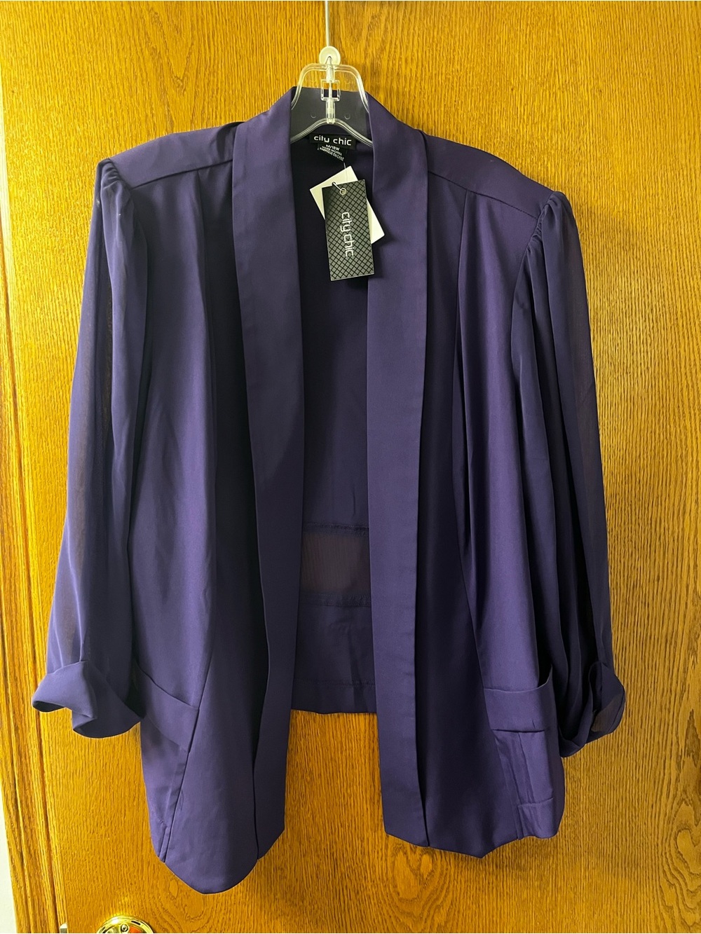 City Chic Deep Purple Open-Front Blazer